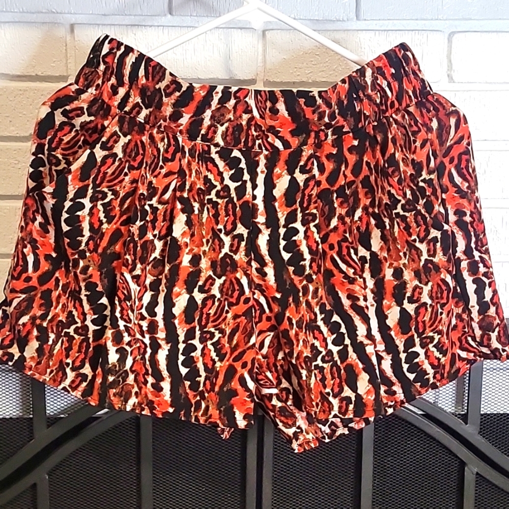 XOXO Red Animal Print High Waist Shorts Size M